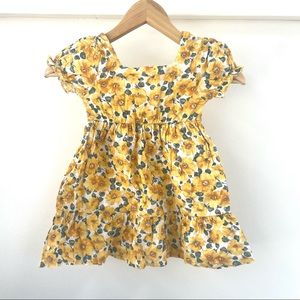 12-18 months sweet simple cotton yellow floral dress kids